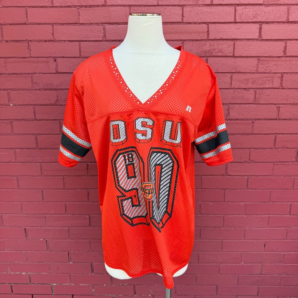 Vtg Y2K Russell OSU Oklahoma State Football Jersey Rhinestone‎ Womens Size XL